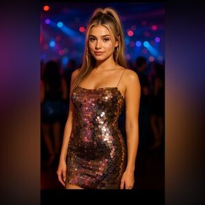 BHLDN x Aidan Mattox Womens Pink Starla Sequin Midi Dress 0